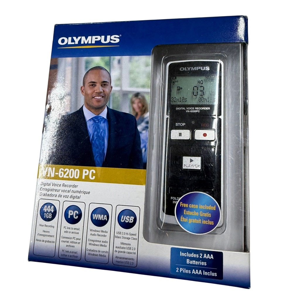 Olympus VN-6200PC Digital Voice Recorder 1GB 444 Hours USB WMA Black New